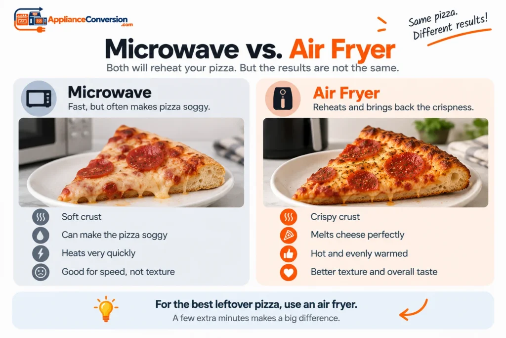 Why does the microwave make leftover pizza soggy?